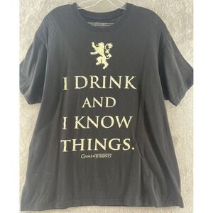 Game Of Thrones Shirt Mens Large I DRINK AND I KNOW THINGS LANNISTER Tee